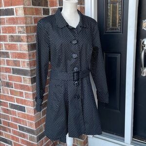 VENUS Polka Dot Tie Belt Lightweight A-line Trench Coat